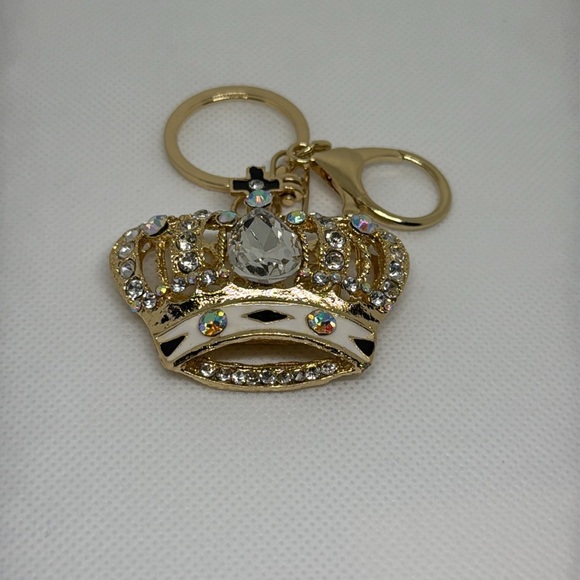 Gold Crown Keychain with Rhinestones - Picture 3 of 4